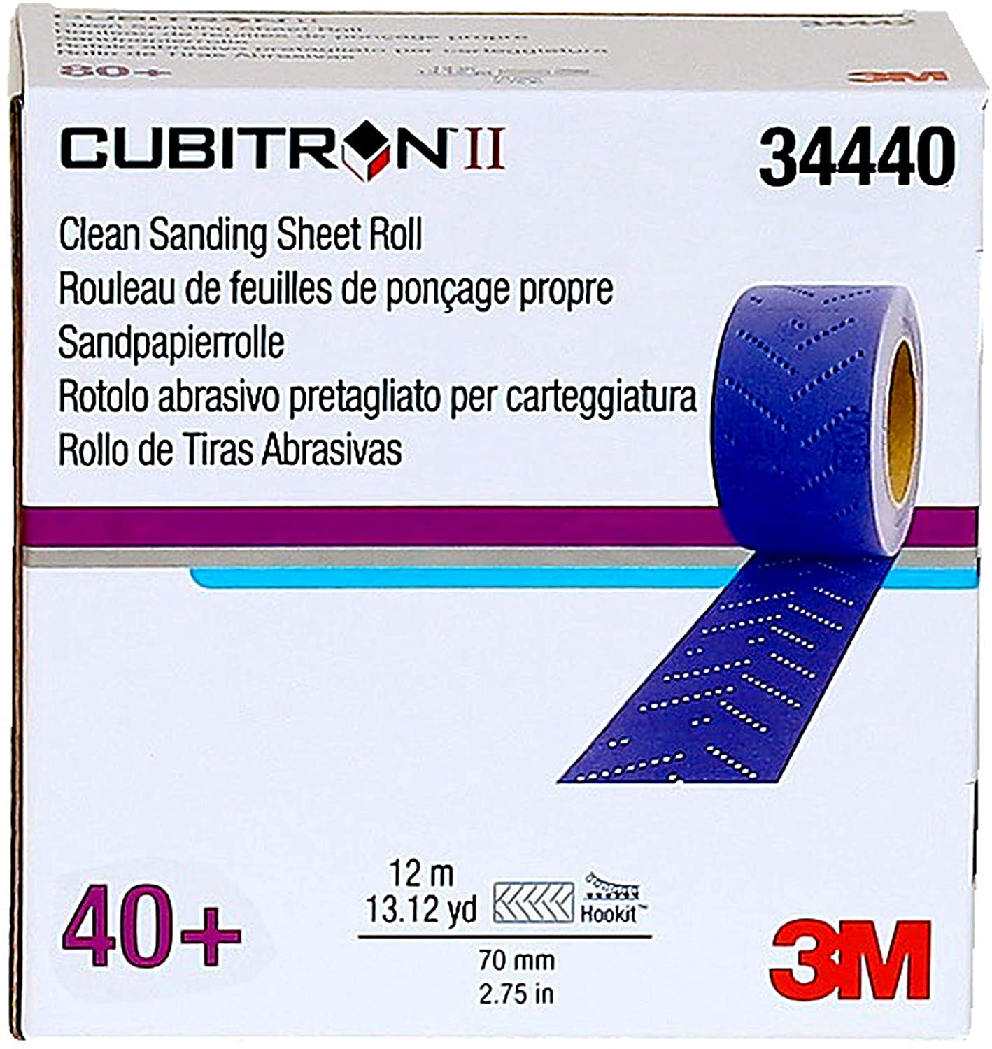 34440 Clean Sanding Sheet Roll (40+, 70 mm x 8 m, 1 roll per box)