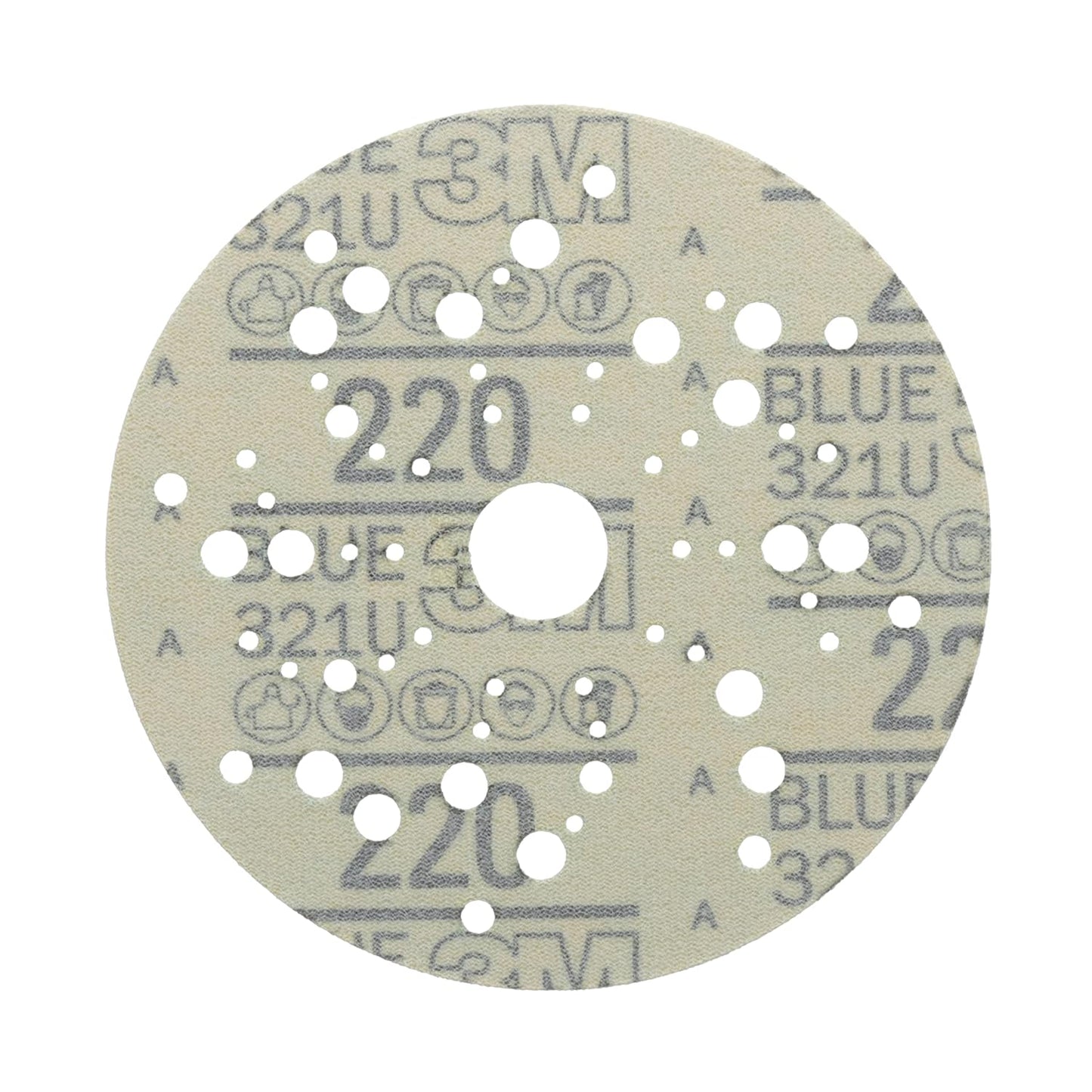 Hookit Blue Abrasive Discs 36162, Multi-Hole, 5 in, 220+ Grade, Pack of 50