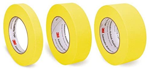 Pack of Automotive Refinish Yellow Masking Tape, 3/4", 1.5", 2"