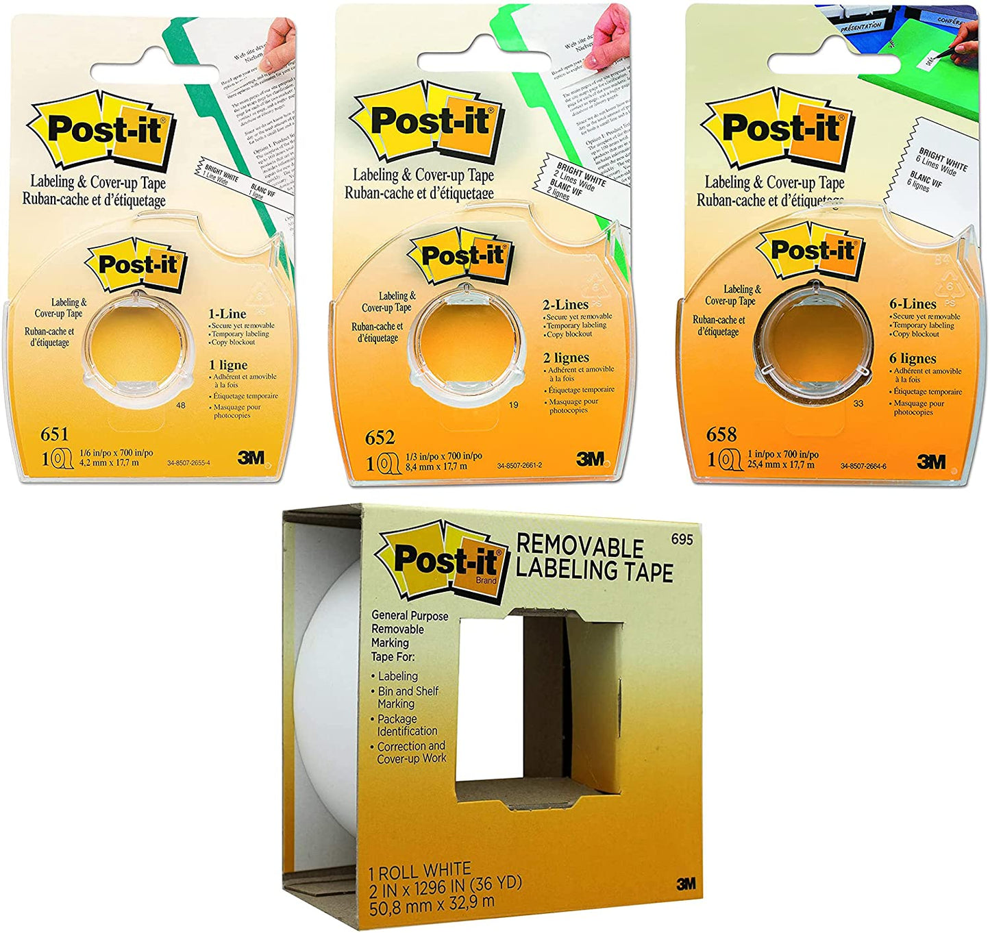 LABELING TAPE POST-IT REMOVABLE 2X 36 YDS