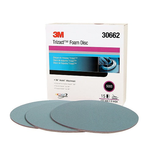 3M Hookit Trizact Foam Disc, 30662, 6 in, 5000, 15 discs per box