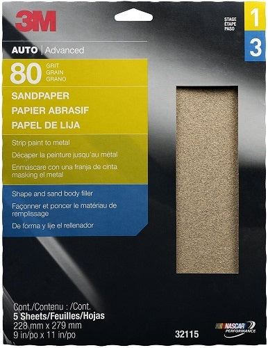 9 x 11 Inch Sandpaper 80 Grit