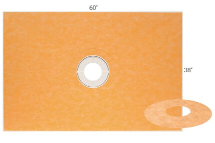 Kerdi 38" x 60" Shower Tray Center Drain Placement 1-1/8" Perimeter Height