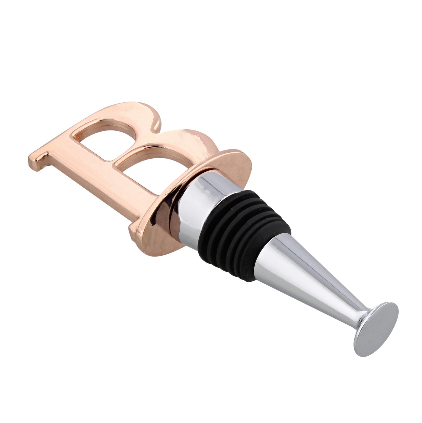 Reusable Wine Cork Bottle Wine Stopper Top Closer Seal, Rose Gold “B”