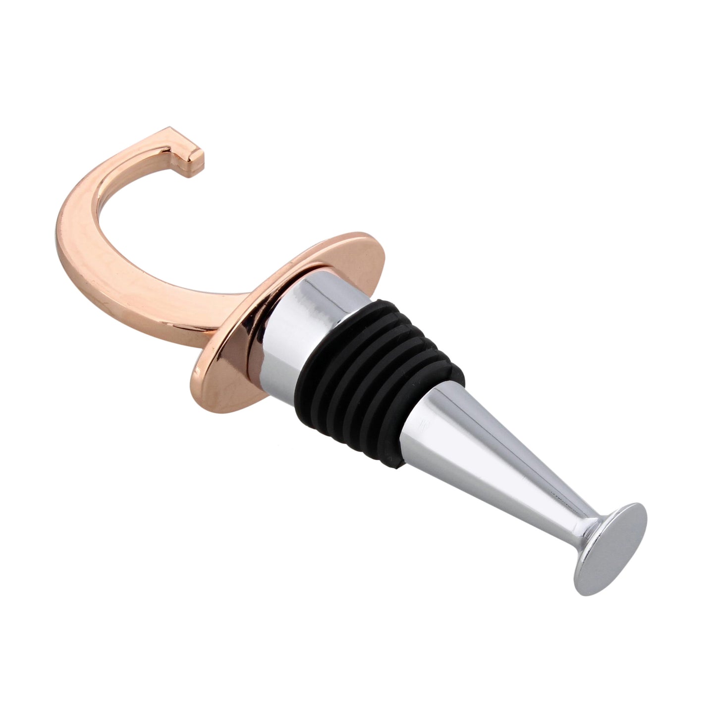 Reusable Wine Cork Bottle Wine Stopper Top Closer Seal, Rose Gold “C”