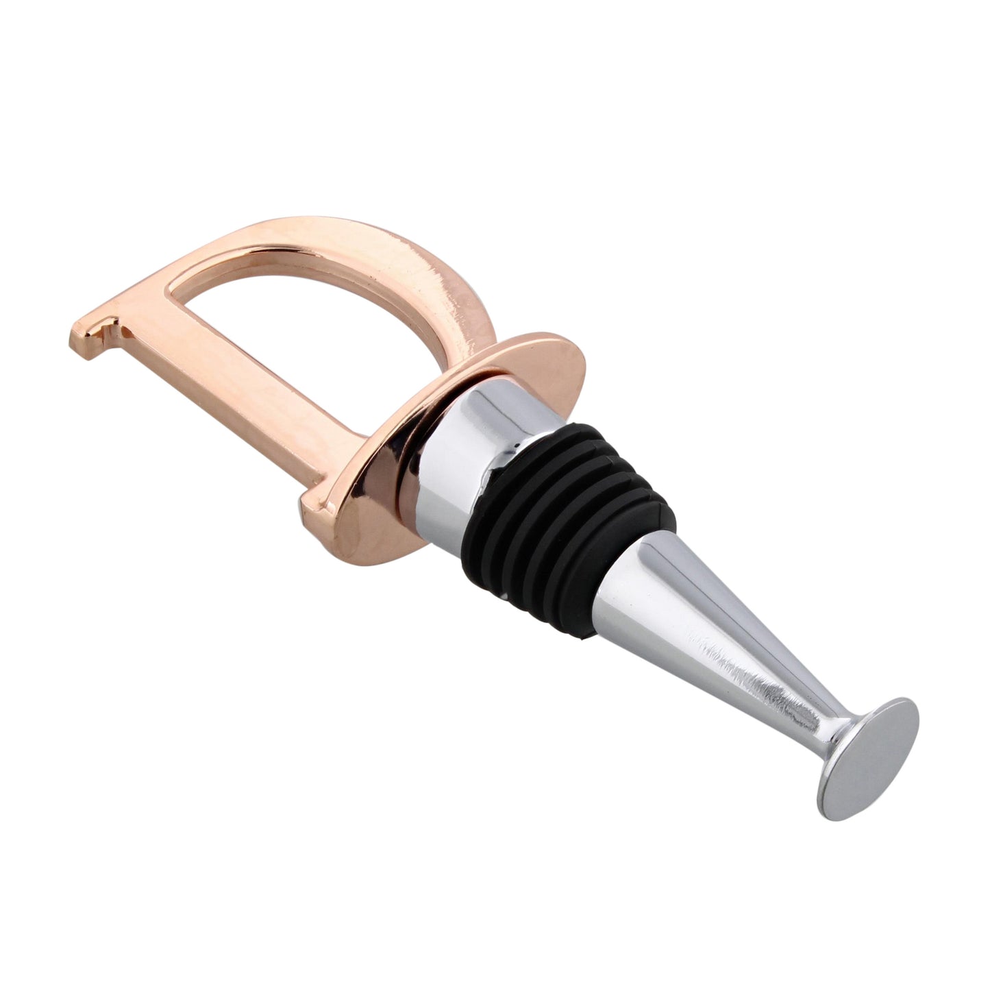 Reusable Wine Cork Bottle Wine Stopper Top Closer Seal, Rose Gold “D”