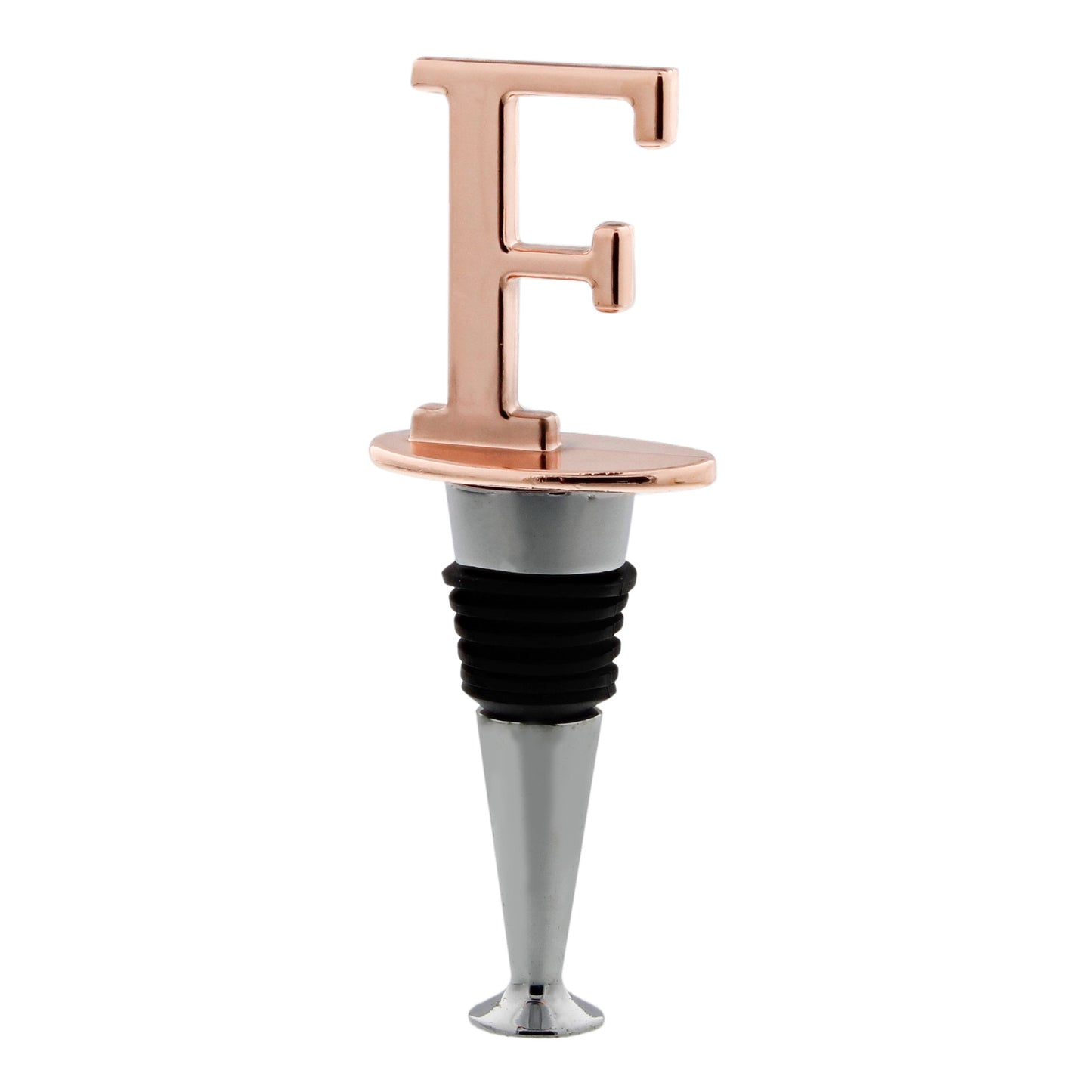Reusable Wine Cork Bottle Wine Stopper Top Closer Seal, Rose Gold “F”