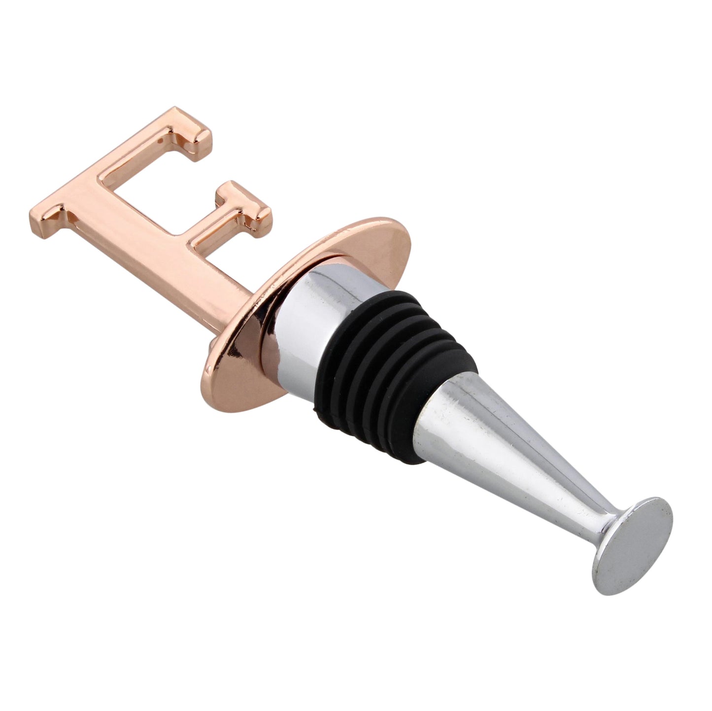 Reusable Wine Cork Bottle Wine Stopper Top Closer Seal, Rose Gold “F”