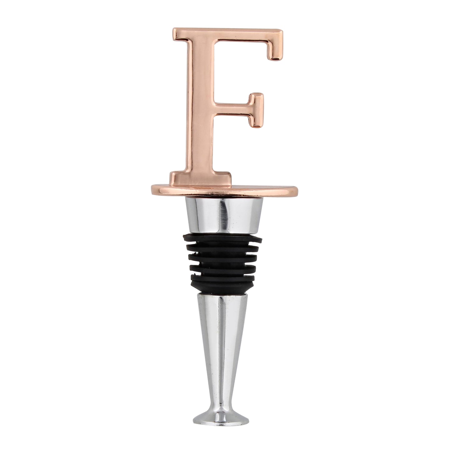 Reusable Wine Cork Bottle Wine Stopper Top Closer Seal, Rose Gold “F”
