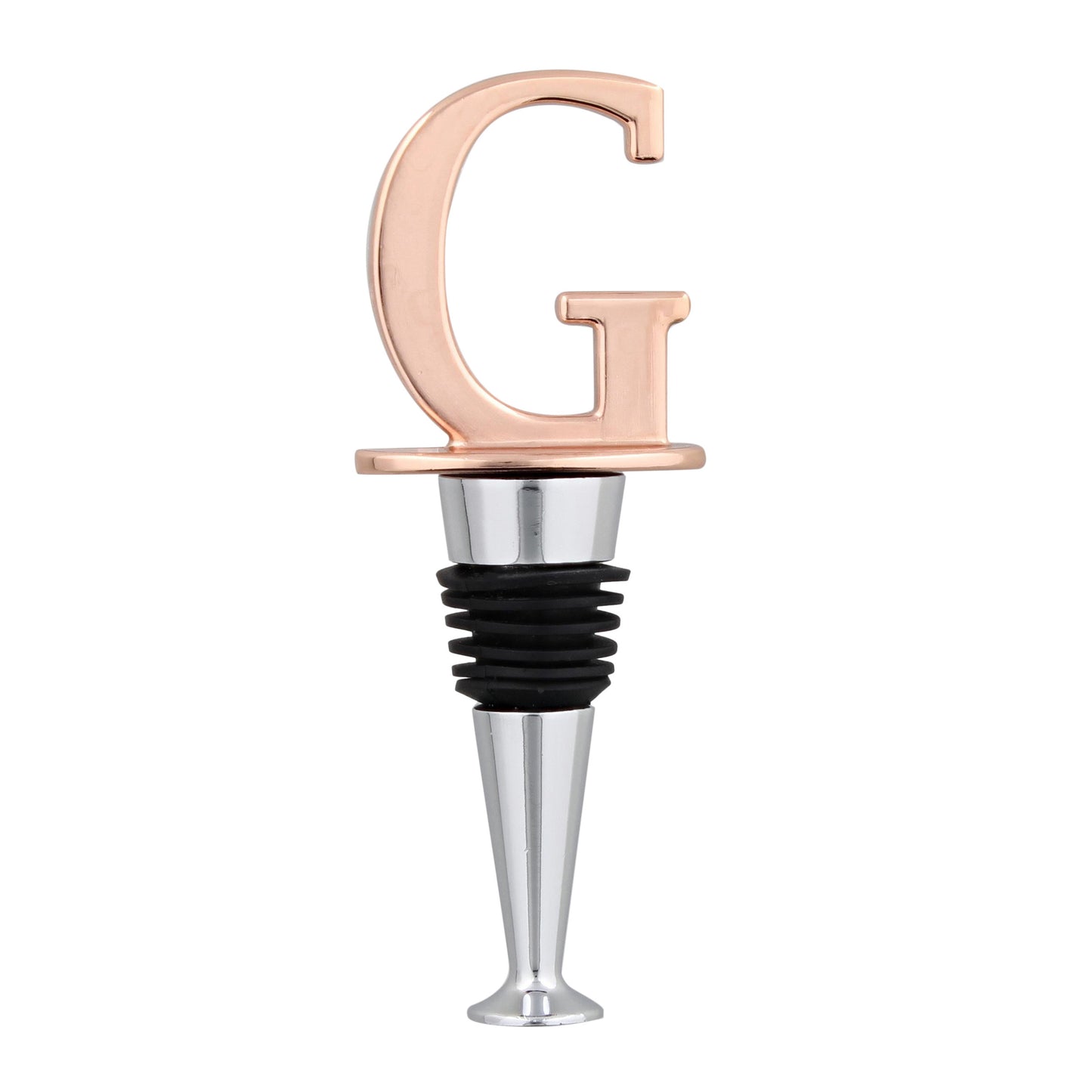 Reusable Wine Cork Bottle Wine Stopper Top Closer Seal, Rose Gold “G”