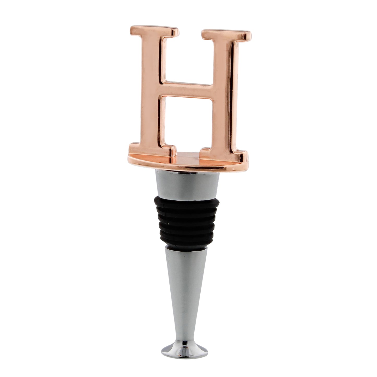 Reusable Wine Cork Bottle Wine Stopper Top Closer Seal, Rose Gold “H”