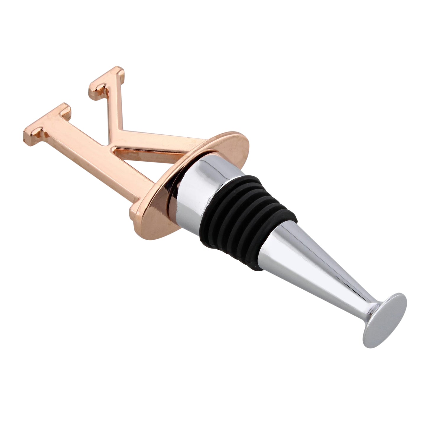 Reusable Wine Cork Bottle Wine Stopper Top Closer Seal, Rose Gold “K”