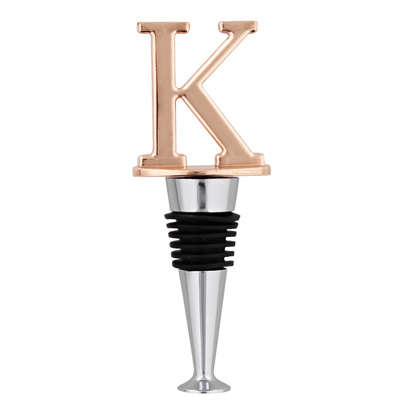 Reusable Wine Cork Bottle Wine Stopper Top Closer Seal, Rose Gold “K”