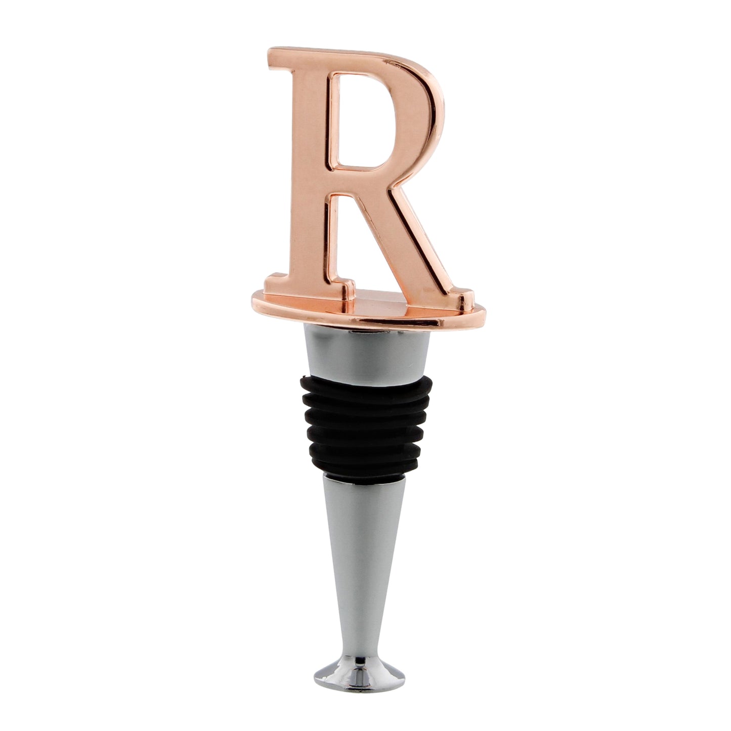 Reusable Wine Cork Bottle Wine Stopper Top Closer Seal, Rose Gold “R”