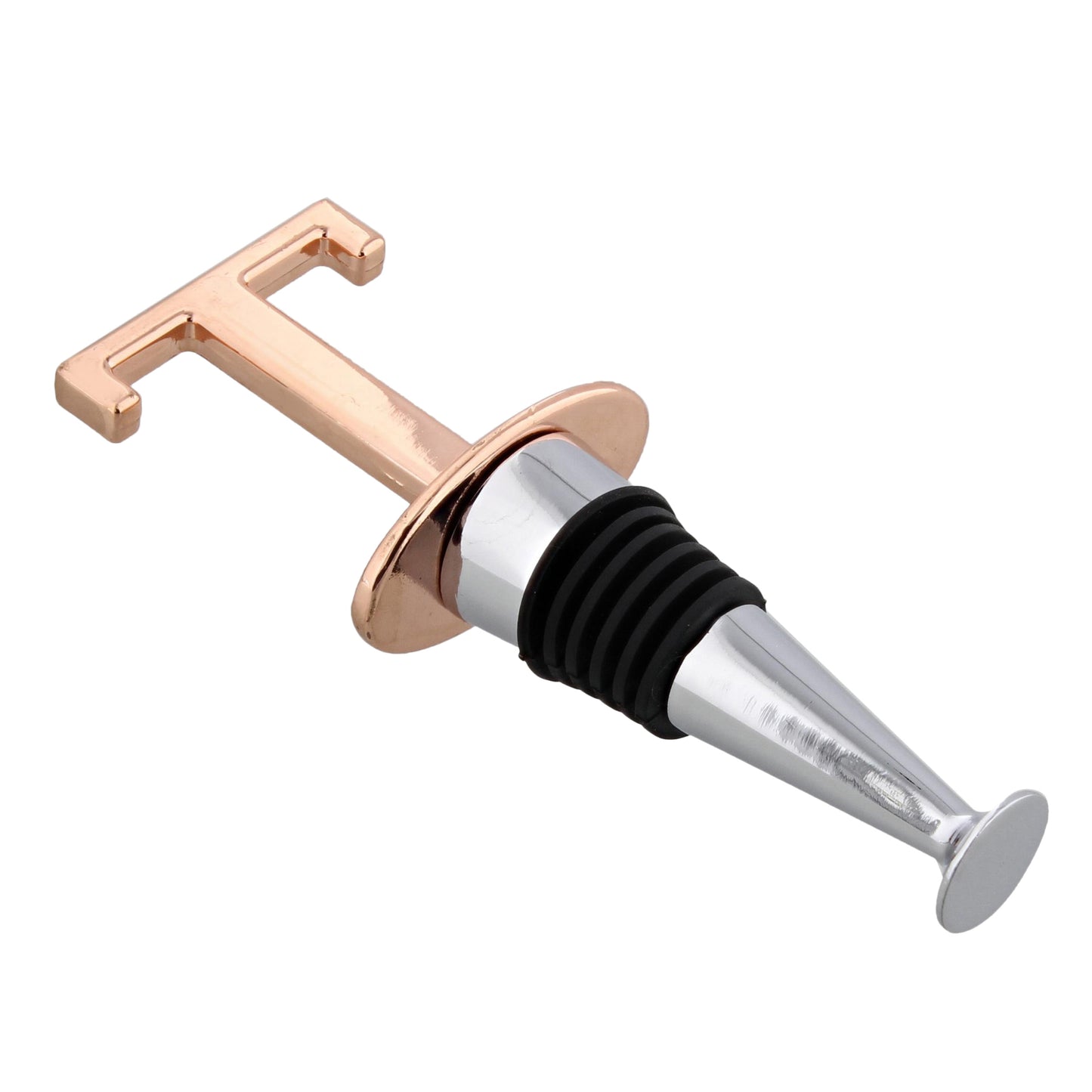 Reusable Wine Cork Bottle Wine Stopper Top Closer Seal, Rose Gold “T”