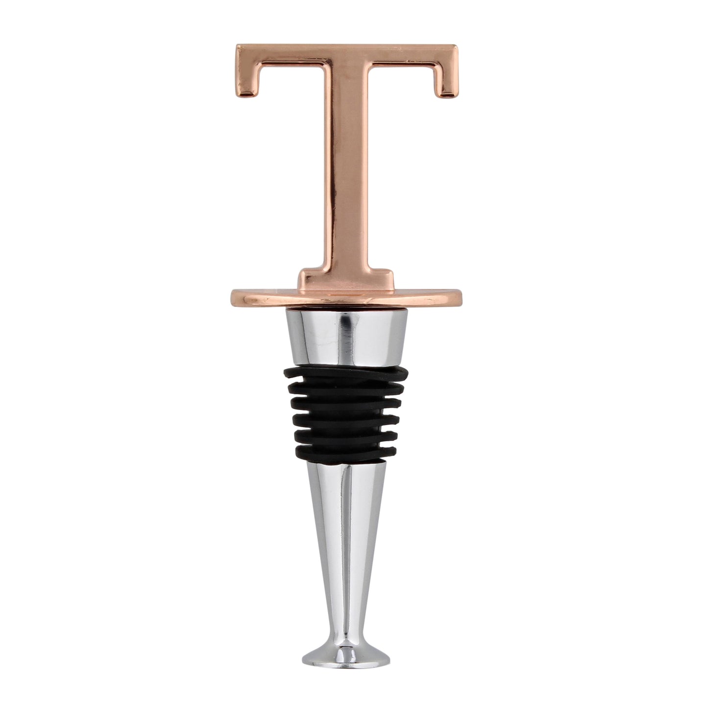 Reusable Wine Cork Bottle Wine Stopper Top Closer Seal, Rose Gold “T”