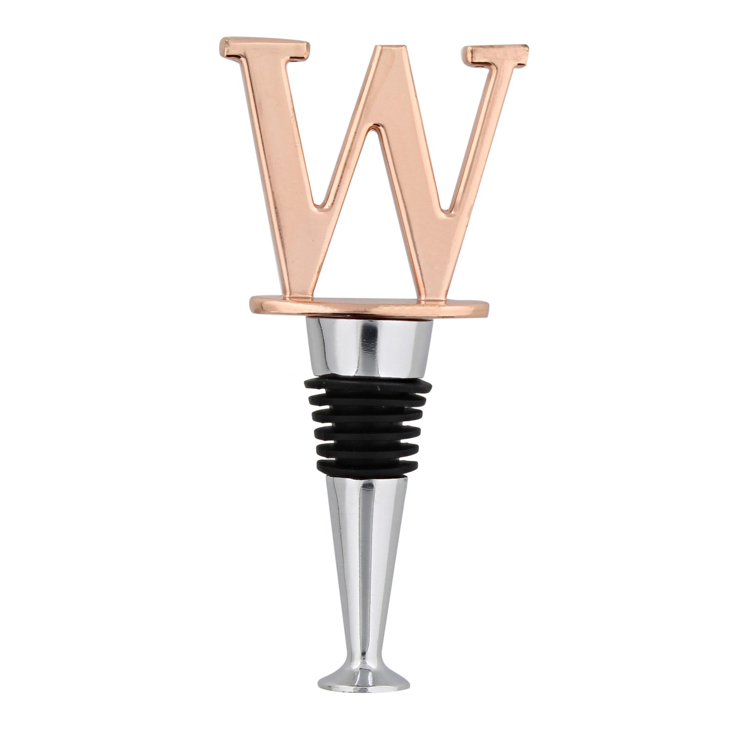 Reusable Wine Cork Bottle Wine Stopper Top Closer Seal, Rose Gold “W”