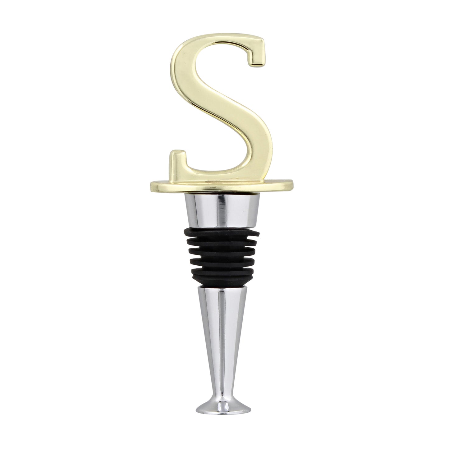 Reusable Wine Cork Bottle Wine Stopper Top Closer Seal, Brass “S”