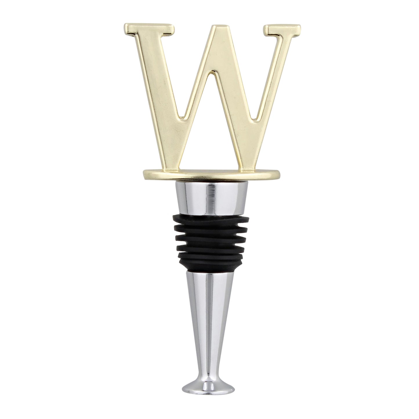 Reusable Wine Cork Bottle Wine Stopper Top Closer Seal, Brass “W”