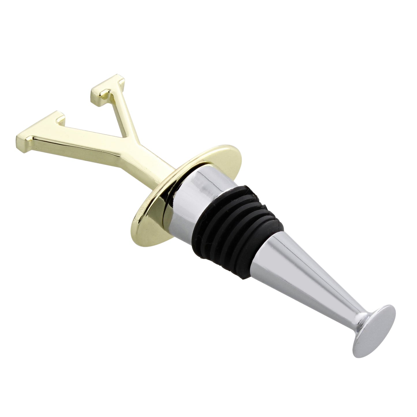 Reusable Wine Cork Bottle Wine Stopper Top Closer Seal, Brass “Y”