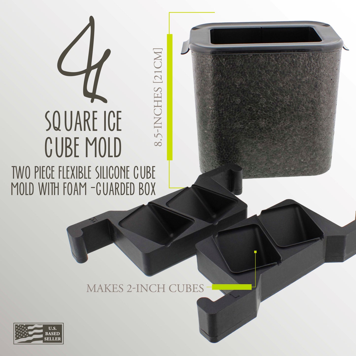 Ice Cube Maker 2ct Cubes - Square Ice Cube Mold Box Silicone 1pk Set