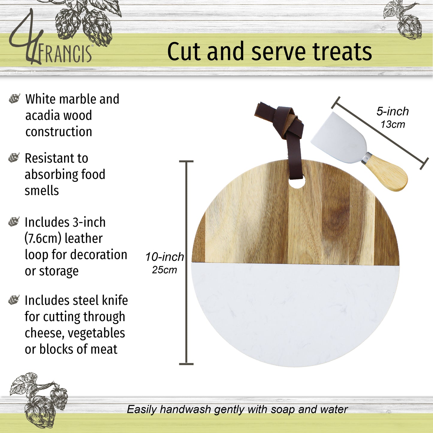 Acacia and Charcuterie Board Cheese Board and Knife Set for Appetizers