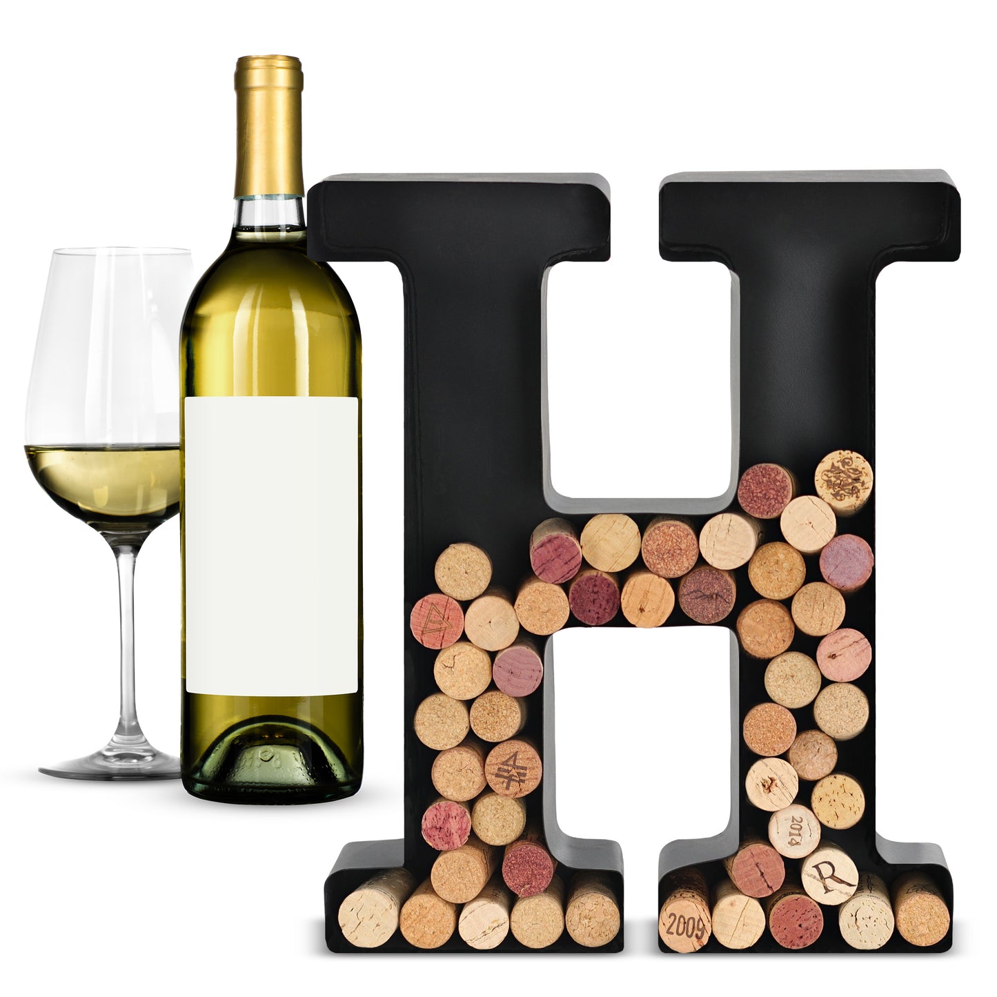 H-Shaped Letter Wine Cork Holder Decor Metal Container for Wine Corks
