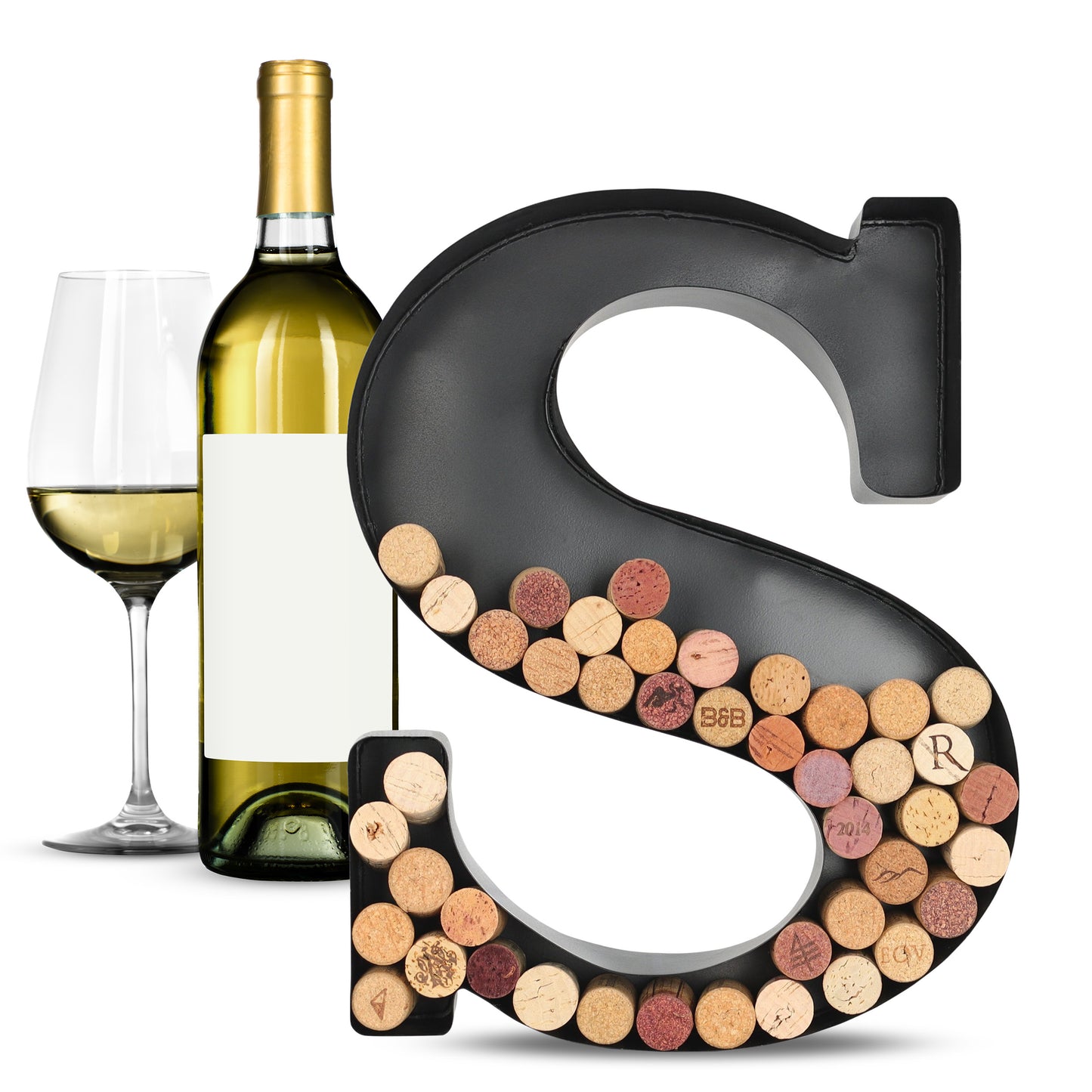 S-Shaped Letter Wine Cork Holder Decor Metal Container for Wine Corks