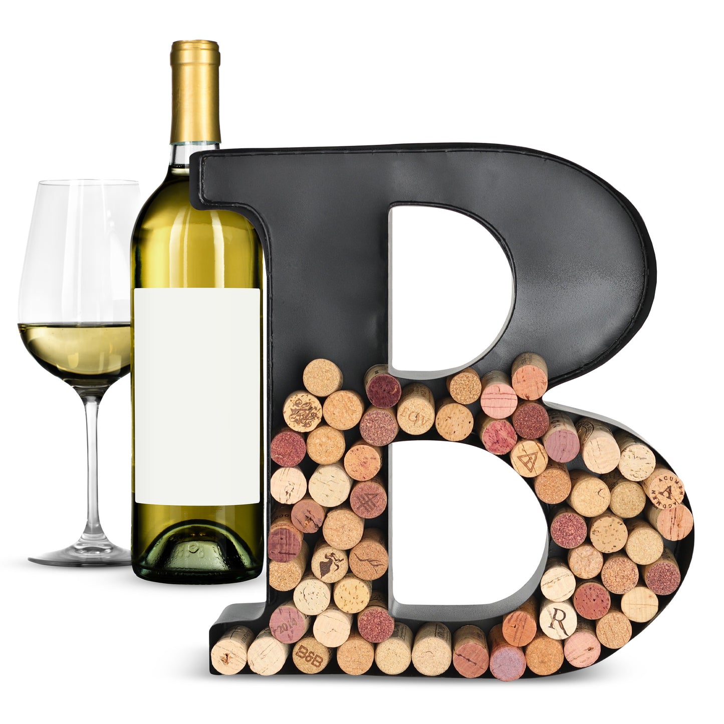 B-Shaped Letter Wine Cork Holder Decor Metal Container for Wine Corks