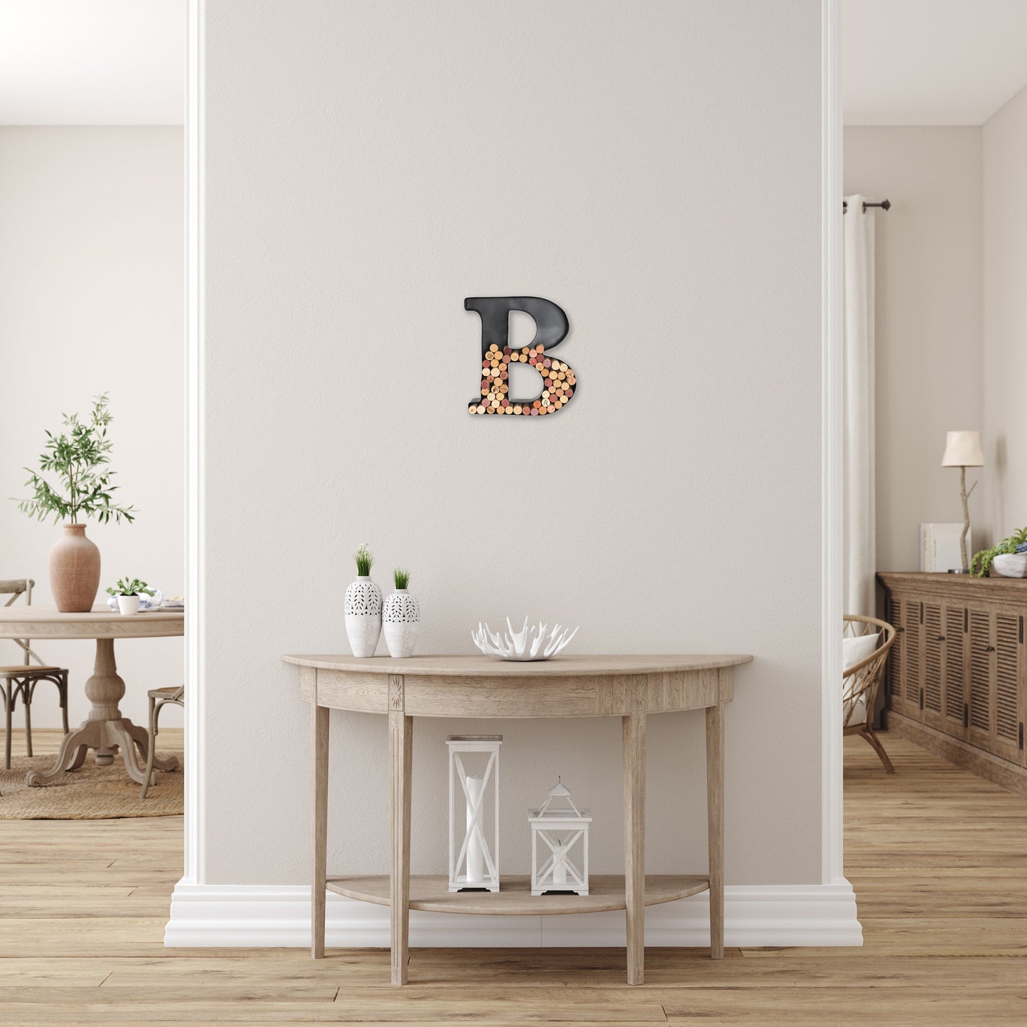 B-Shaped Letter Wine Cork Holder Decor Metal Container for Wine Corks