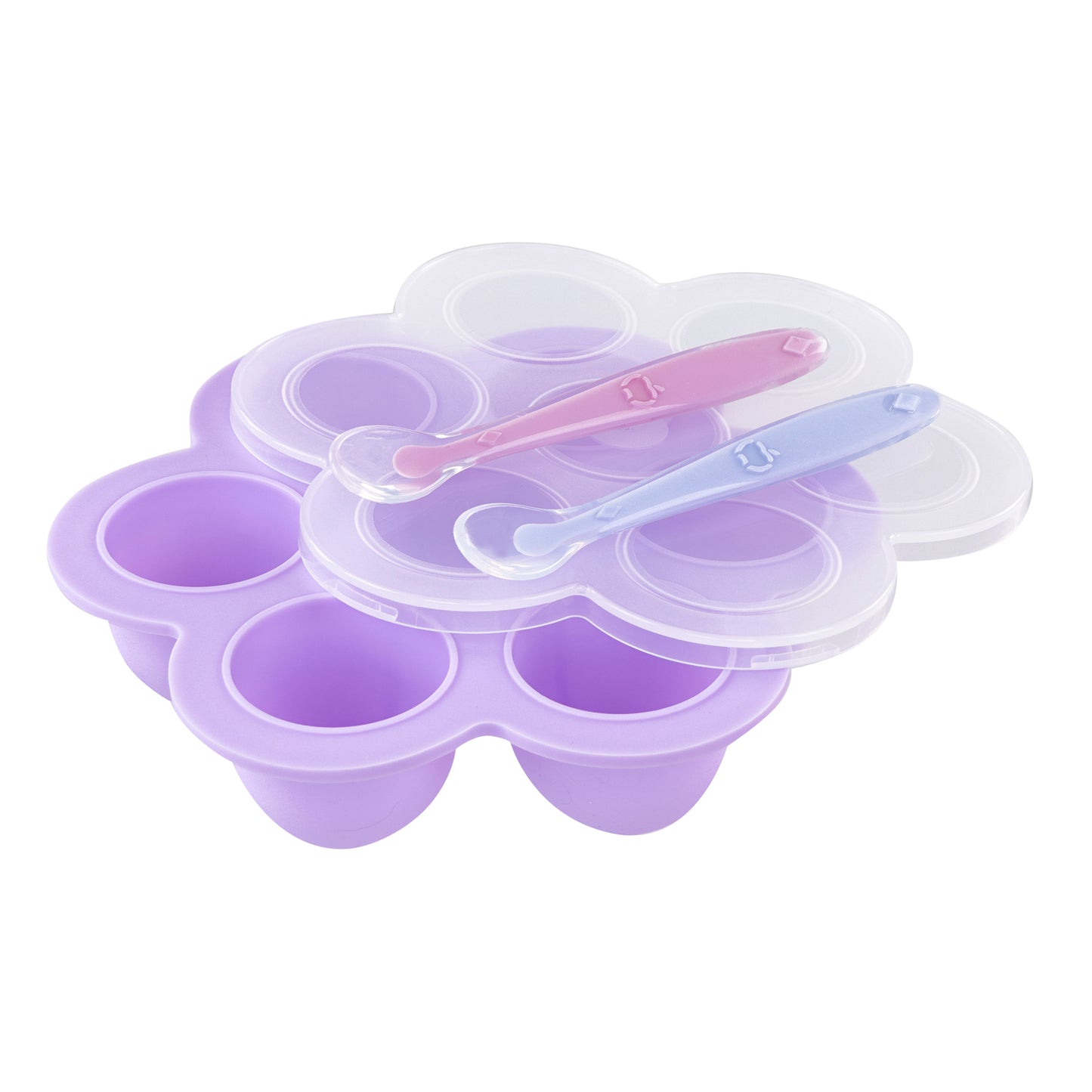 Purple Food Container Freezer Tray with Thick Lid and 2pk Spoons
