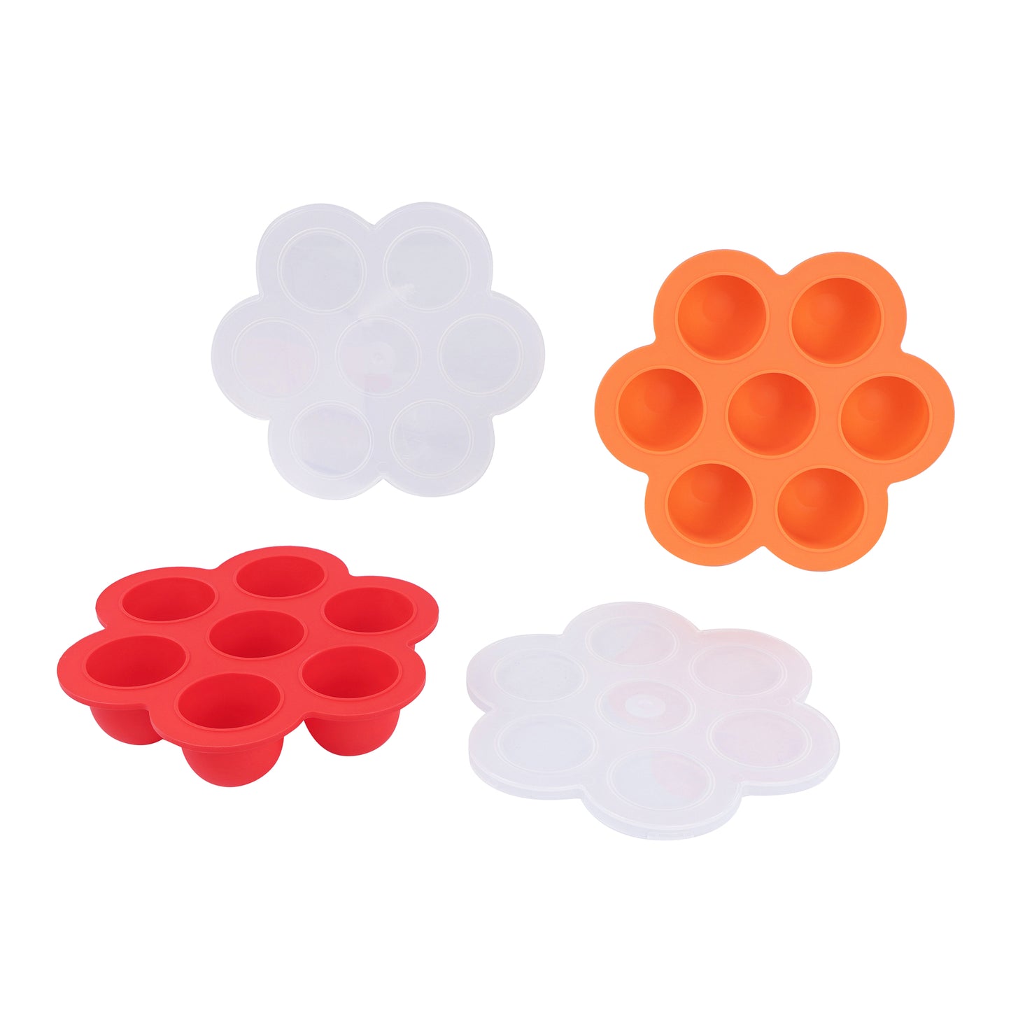 Food Container with Thin Lid - 2PK Orange and Red Meal Prep Container