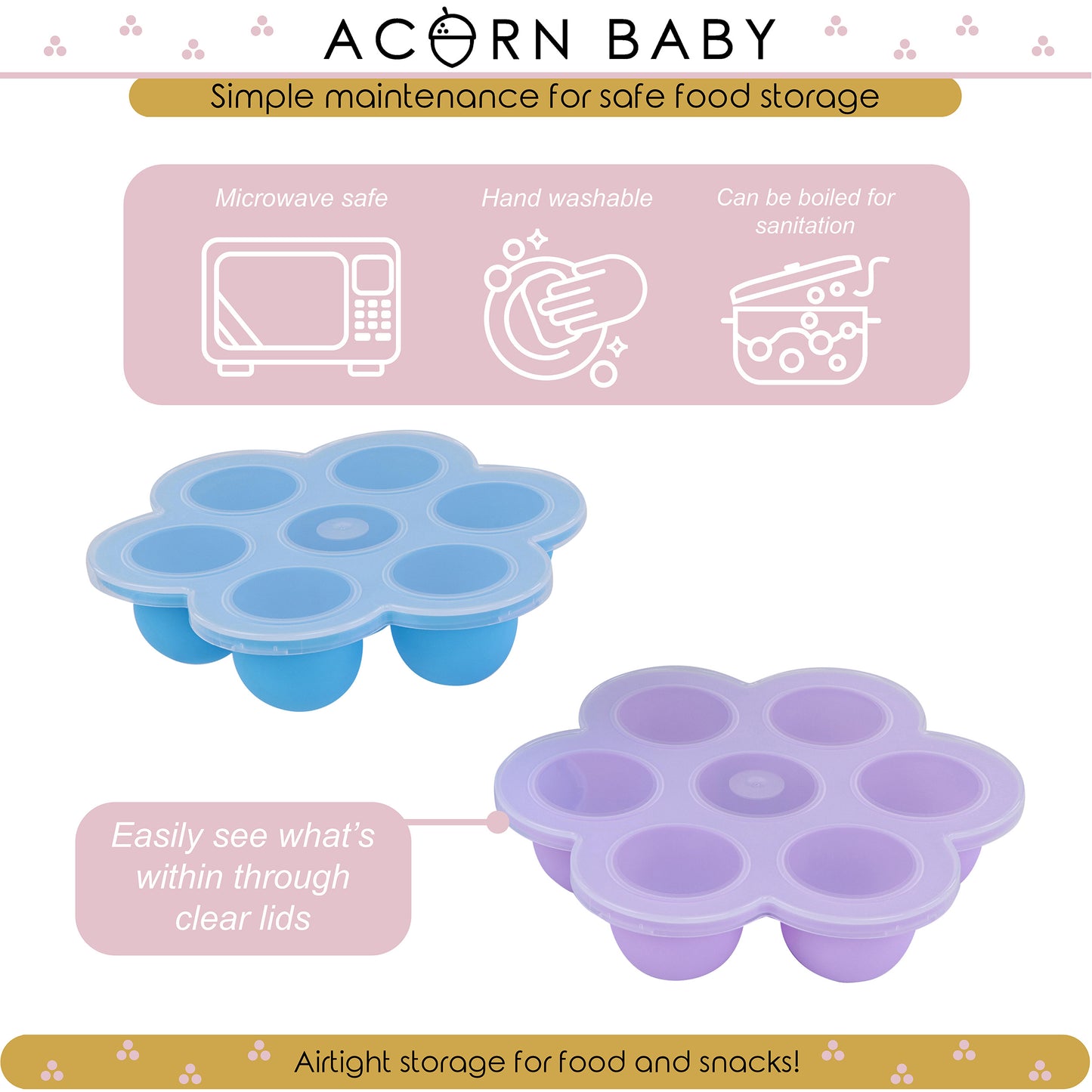 Food Container with Thin Lid - 2PK Blue and Purple Meal Prep Container