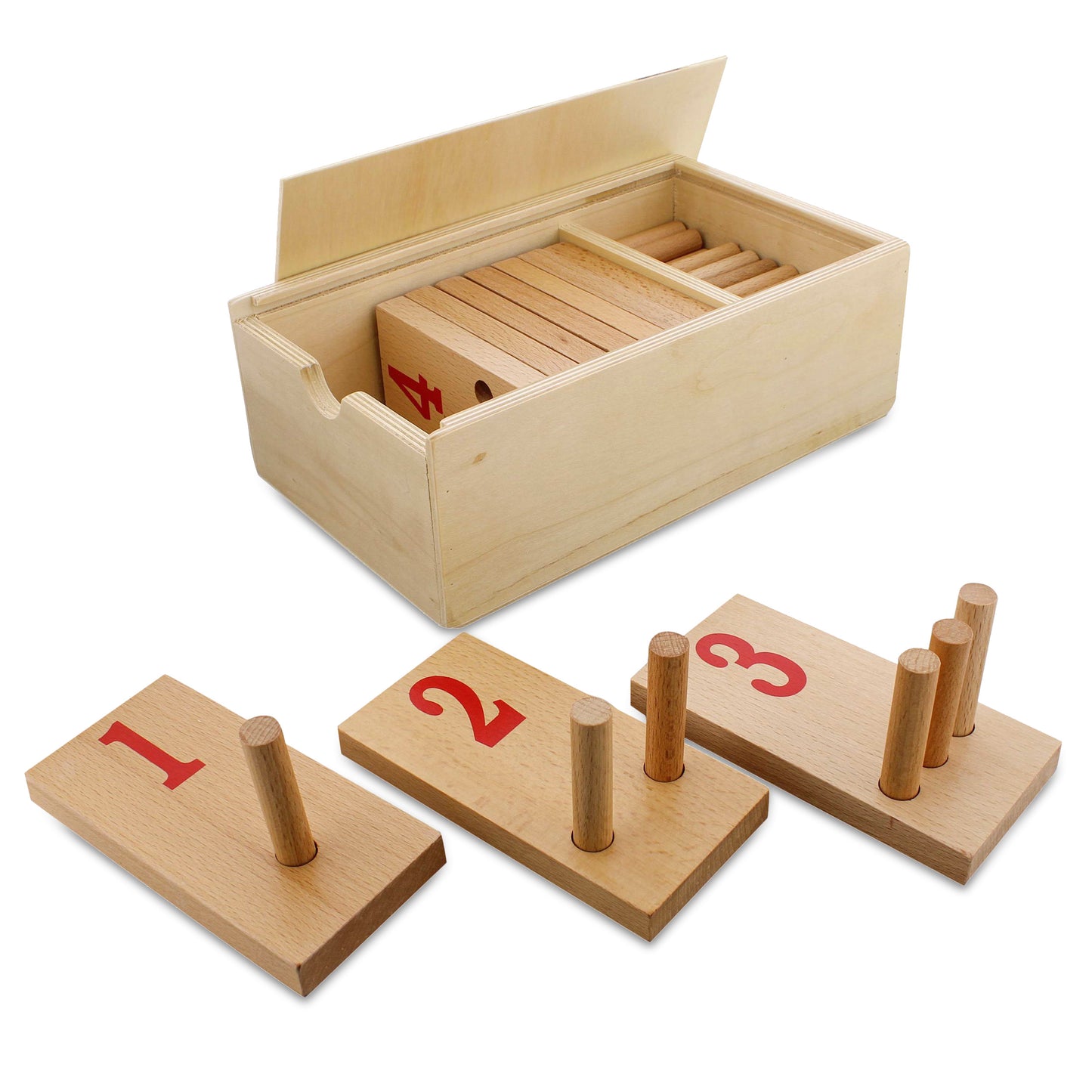 Montessori Counting Wooden Peg Board, 1-10 Pre K Math Manipulative Toy