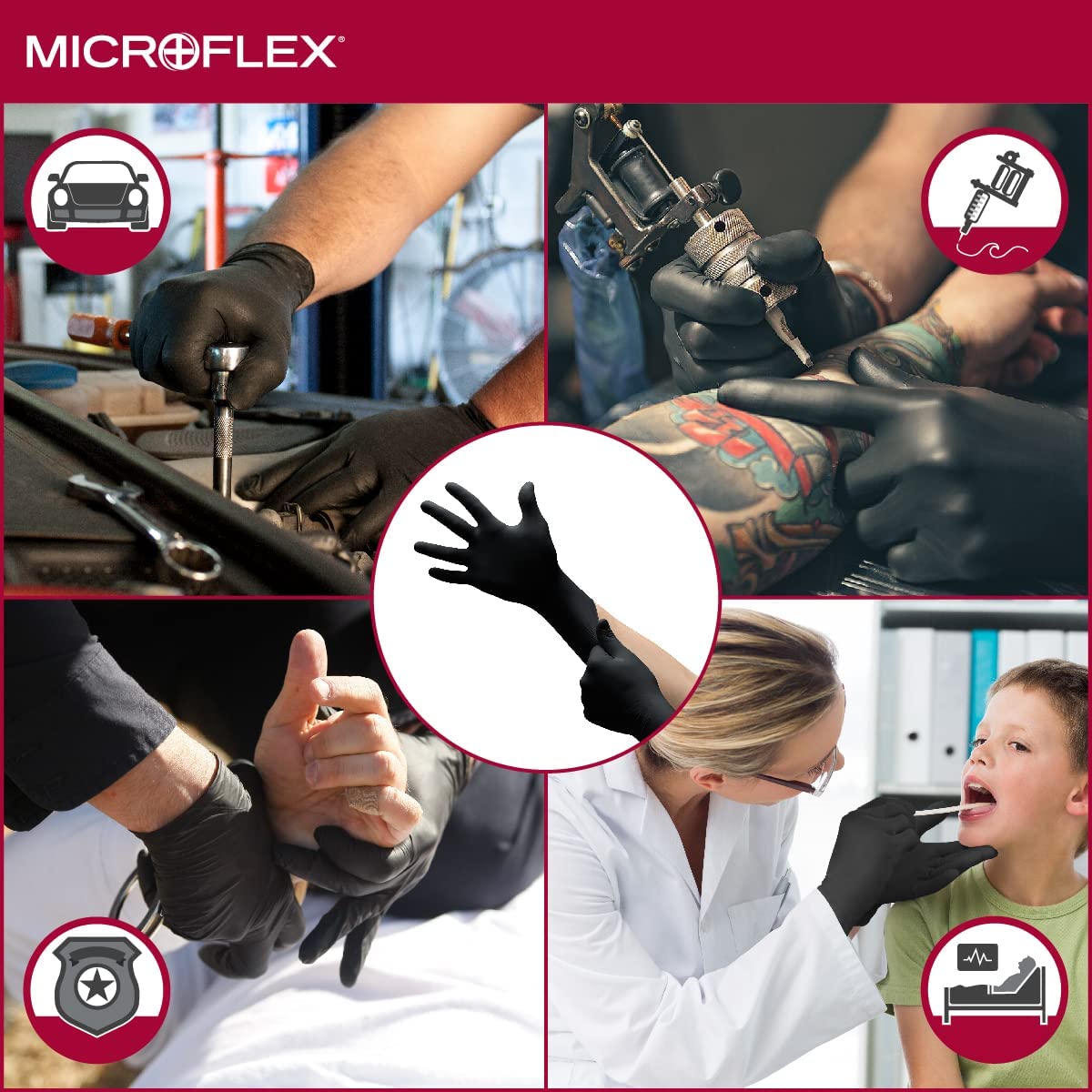 MK-296 Black Disposable Nitrile Gloves, Latex-Free