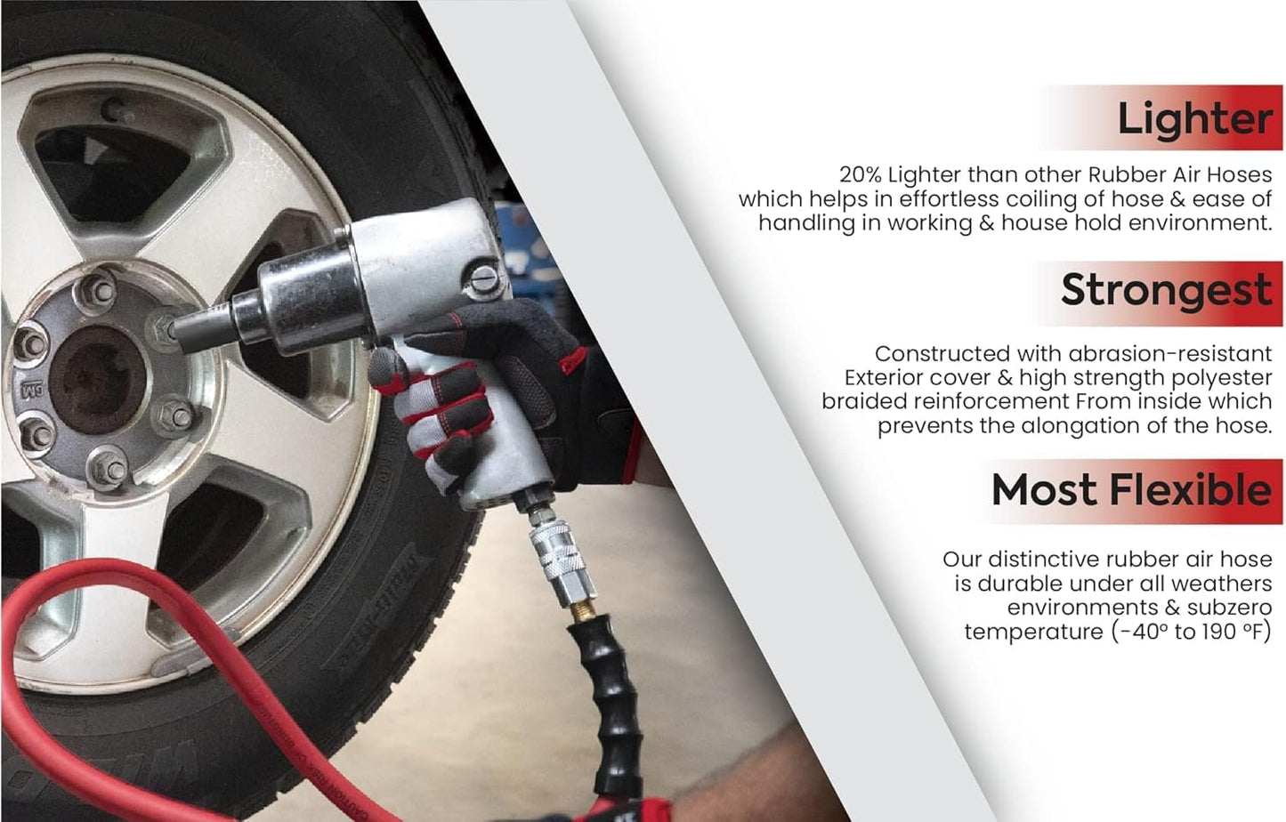 RMX Avagard - Premium Rubber Air Hose - 20% Lighter - 100% Rubber (3/8" x 50')