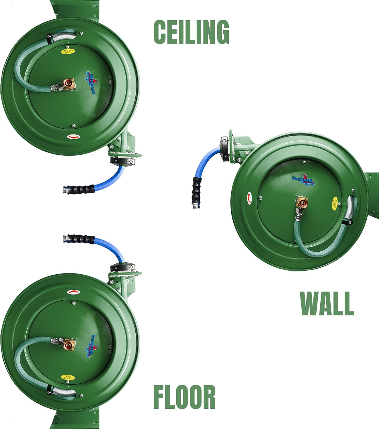 RMX BluSeal Auto Retractable Water Hose Reel with Hot & Cold Rubber Garden Hose