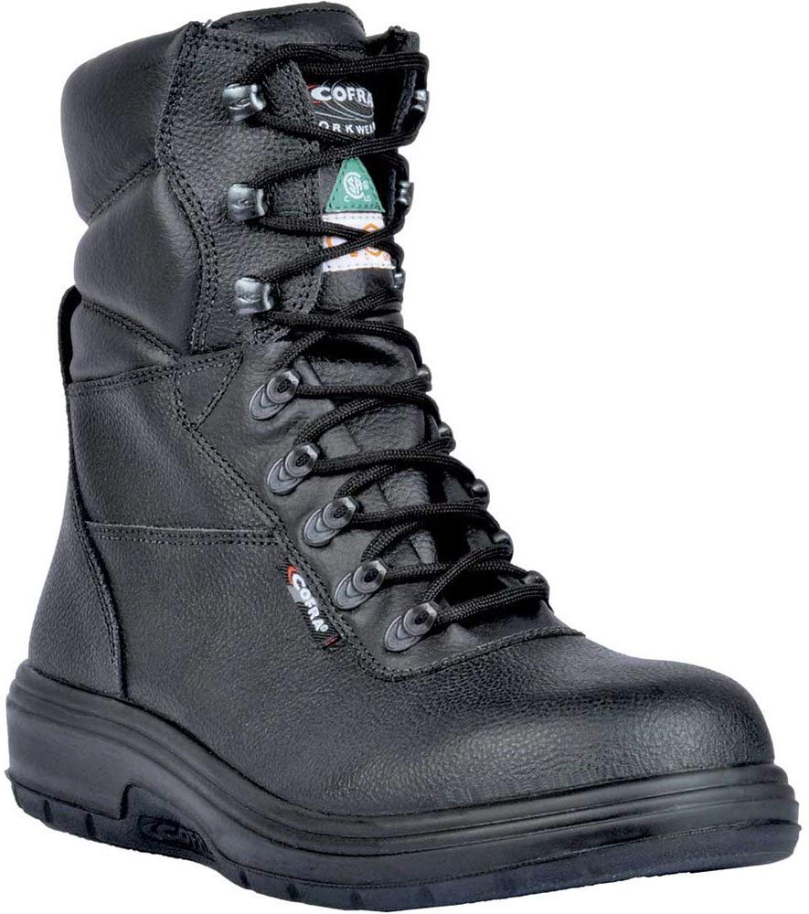 Leather Work Boots - US ROAD Treadless Asphalt Footwear - Size 8,Black