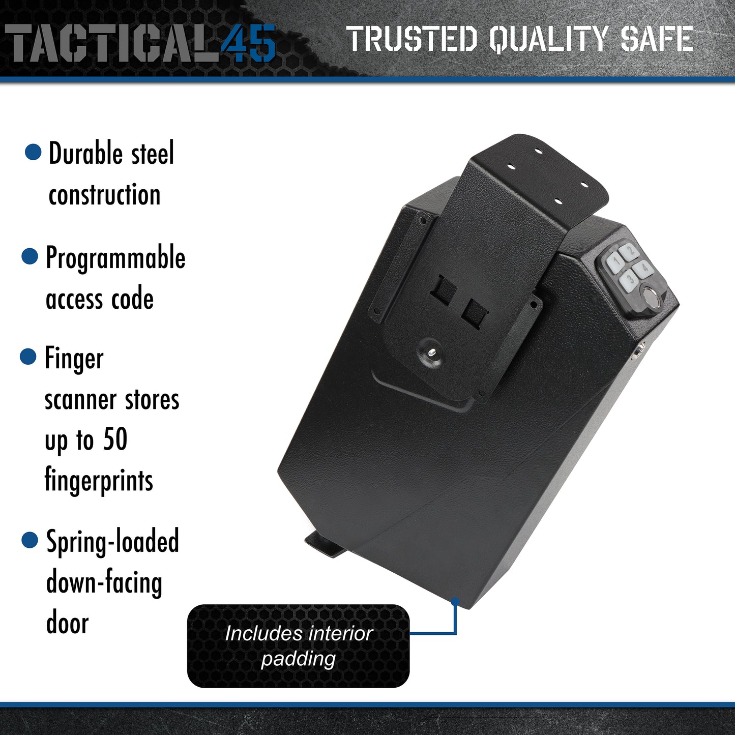 Biometric Gun Safe for Pistols - Alarmed 4 Digit Passcode Handgun Safe