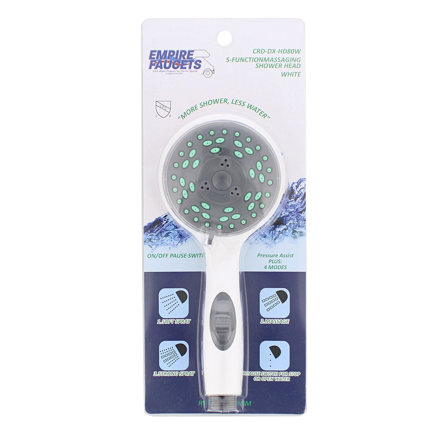 Shower Heads with Handheld Spray - Water Saver Shower Head White