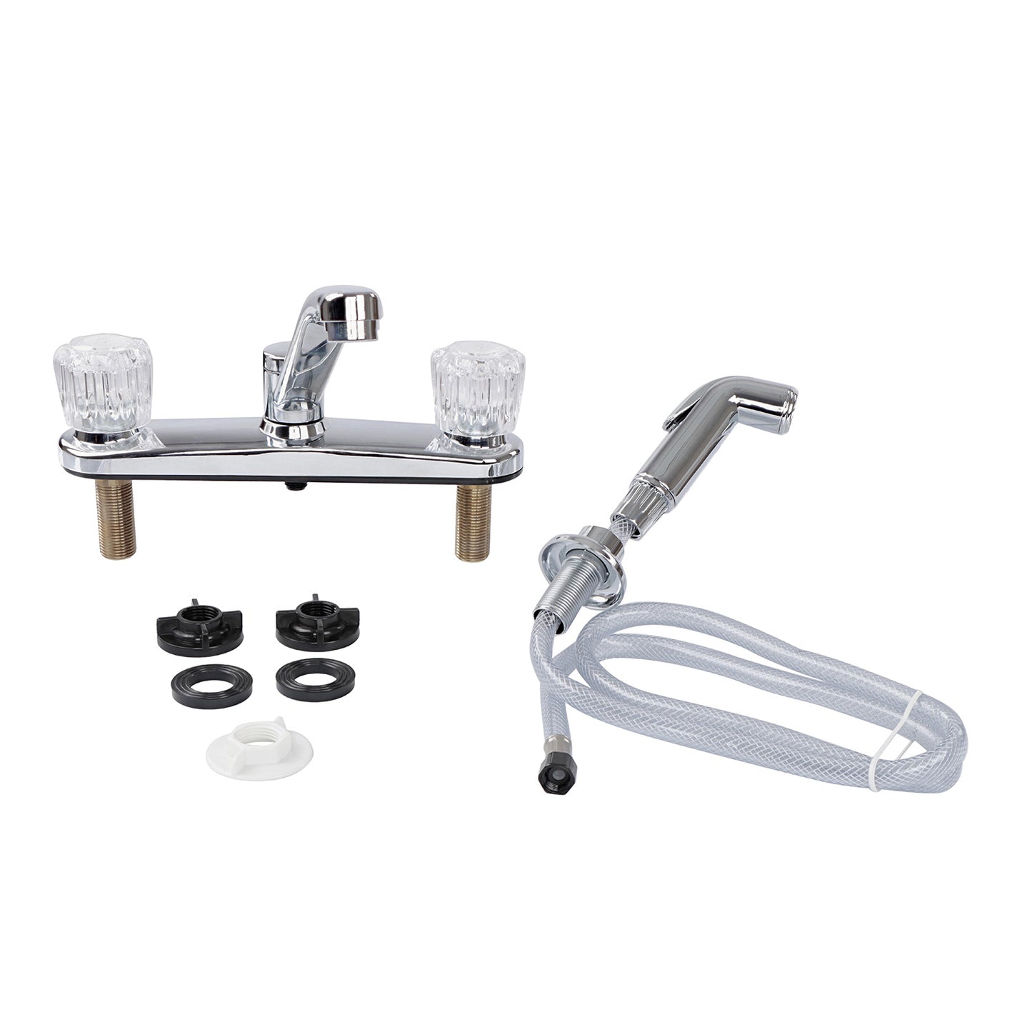 Plastic Replacement RV Faucet with Sprayer for Kitchen, Chrome 8in