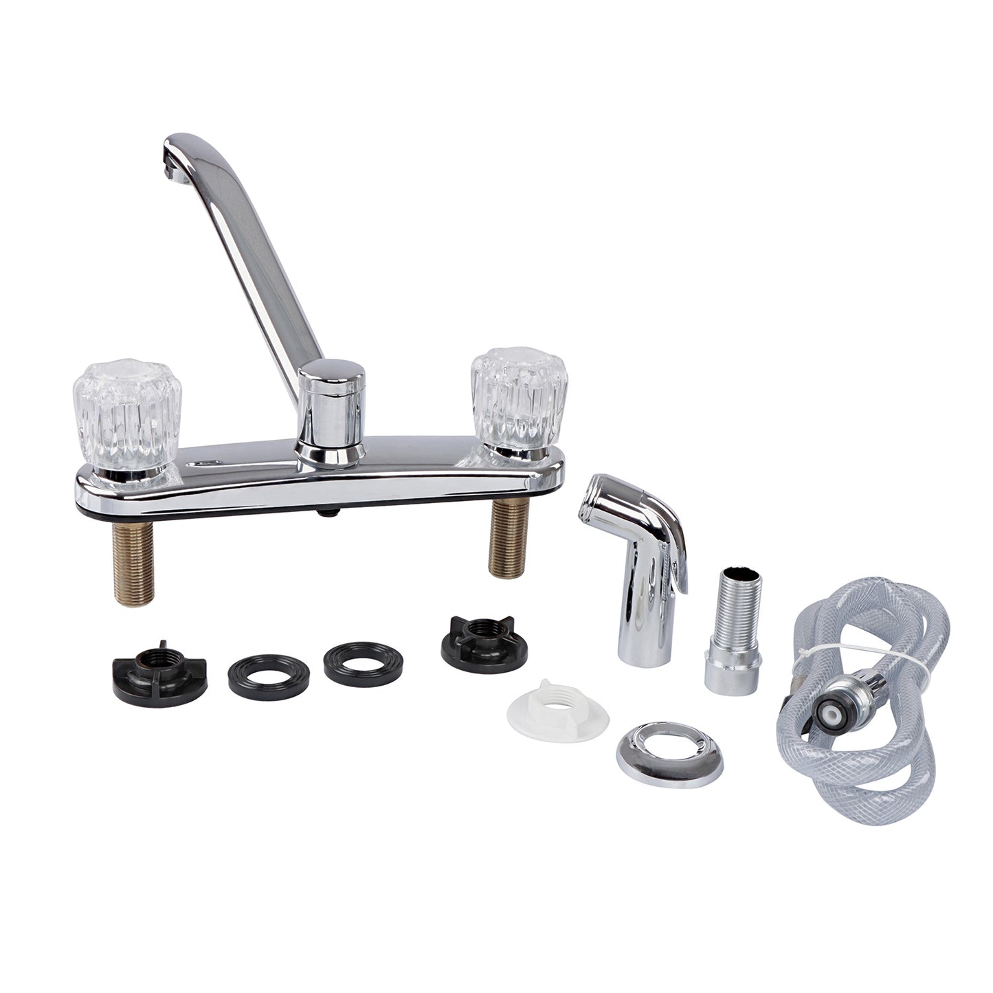 Plastic Replacement RV Faucet with Sprayer for Kitchen, Chrome 8in