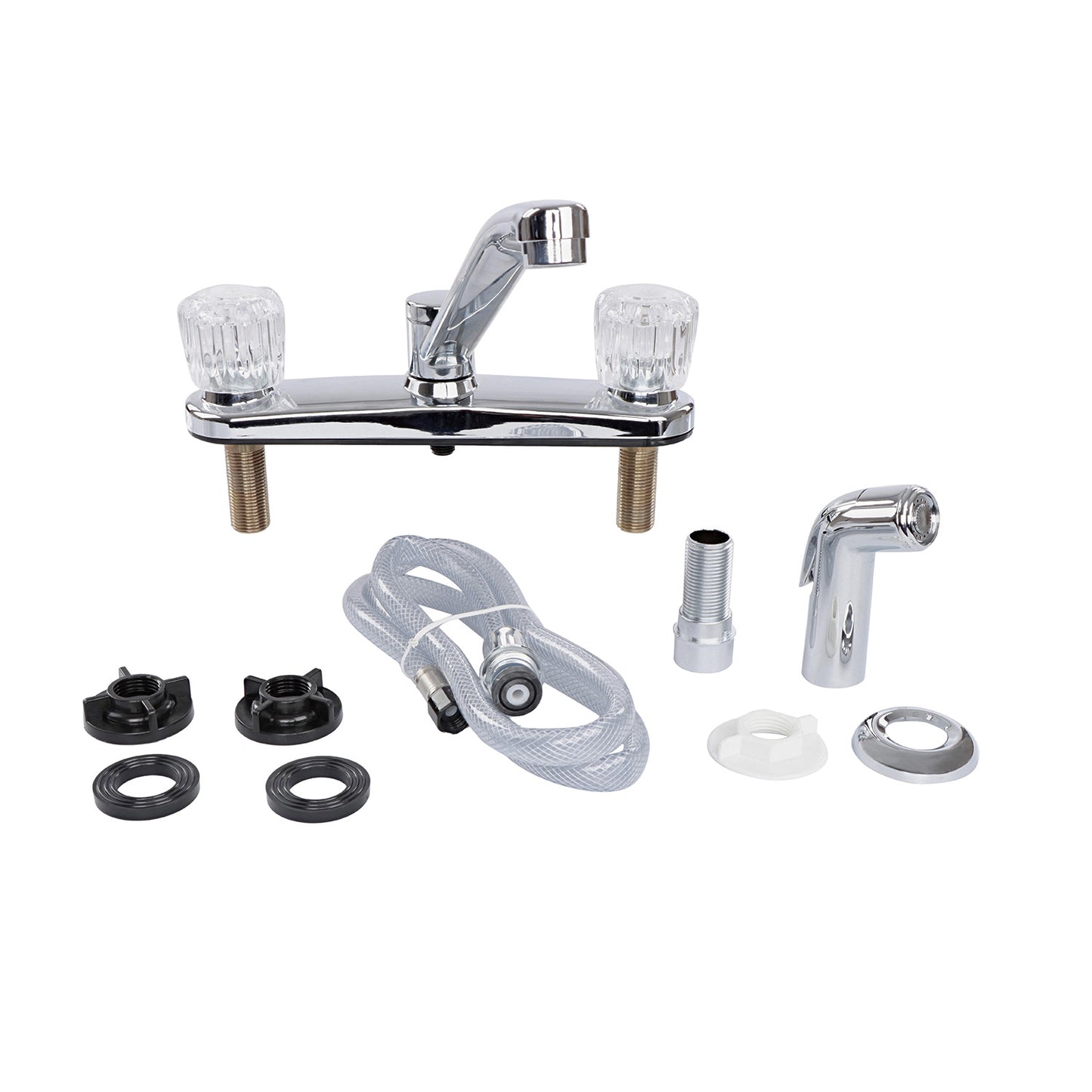 Plastic Replacement RV Faucet with Sprayer for Kitchen, Chrome 8in