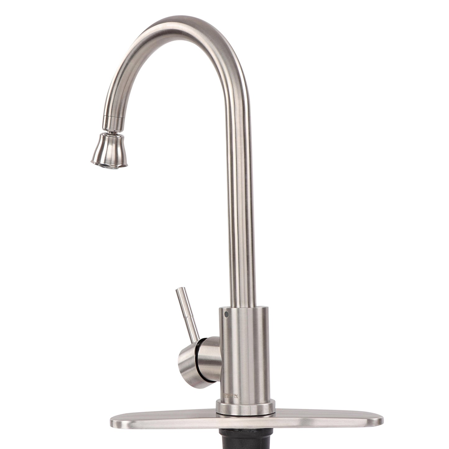Brushed Nickel RV Gooseneck Kitchen Faucet with Attached Sprayer Spout