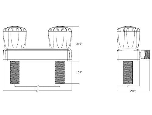 Shower Valve Kit – 4” Valve and Vacuum Breaker Kit with Crystal Knobs