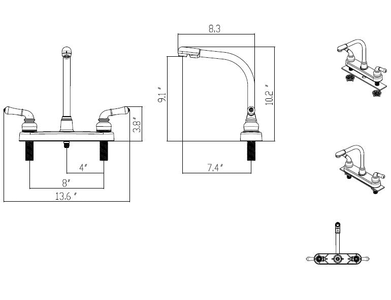 RV Kitchen Faucet Head Replacement – Hi-Rise Spout and Handles, White