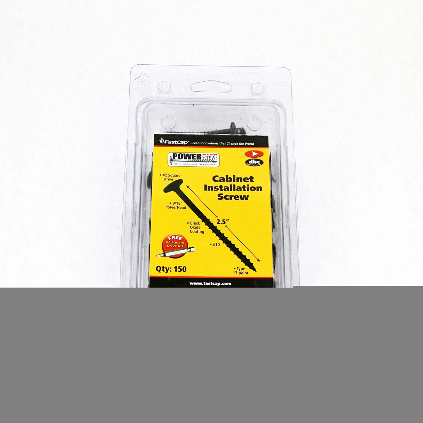 PH.BL.2.5" Black PowerHead Cabinet Installation Wood Screws - 150 Pack