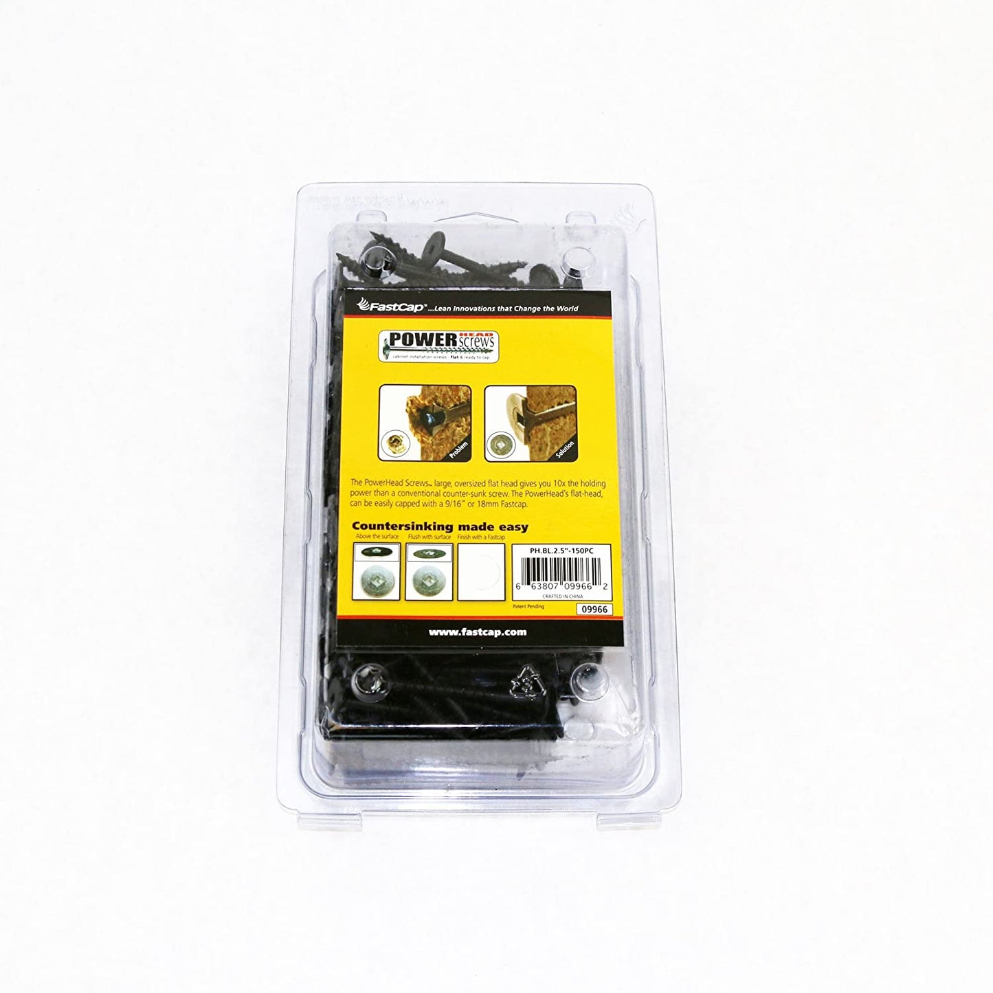PH.BL.2.5" Black PowerHead Cabinet Installation Wood Screws - 150 Pack
