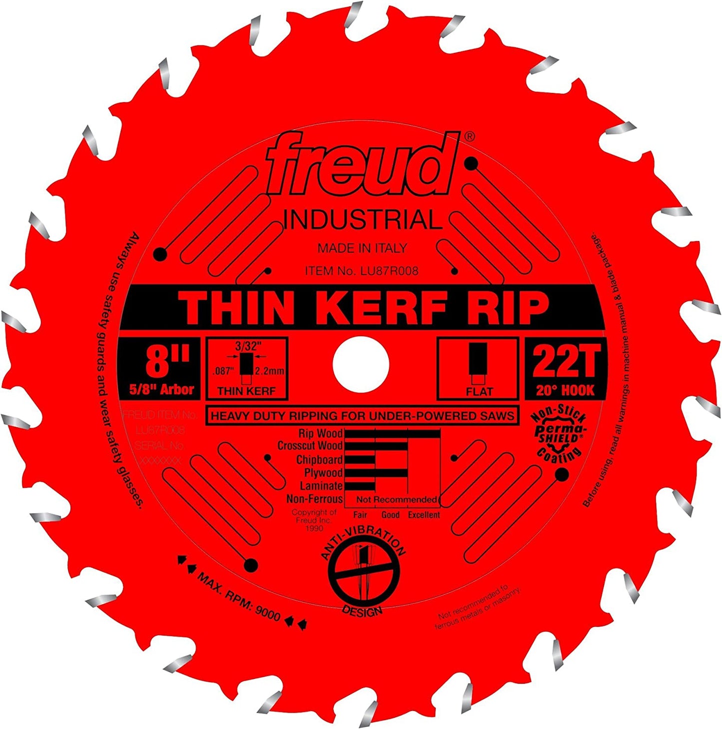 8-Inch 22 Tooth ATB Thin Kerf Ripping Saw Blade