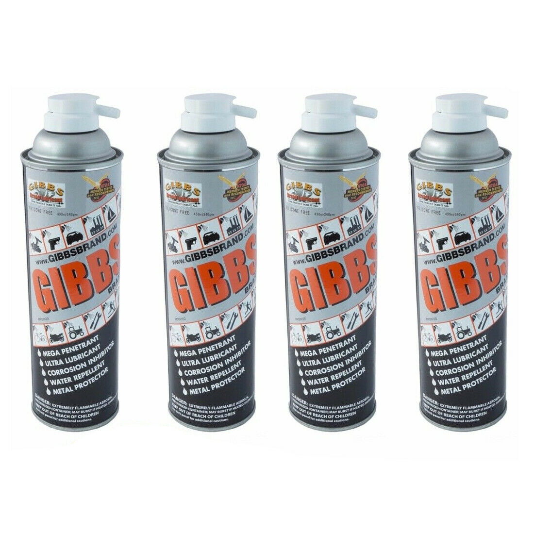 Lubricant, Penetrant, Water Repellent, 12 oz Spray Can, Set of 4
